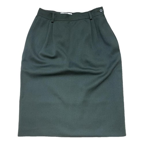 Pre-owned Valentino Vlogo Wool Mid-length Skirt In Green