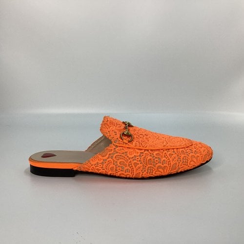 Pre-owned Gucci Princetown Cloth Flats In Orange
