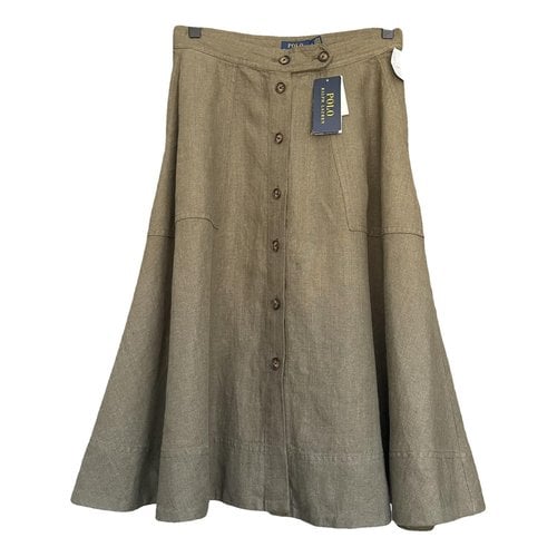 Pre-owned Polo Ralph Lauren Linen Mid-length Skirt In Green