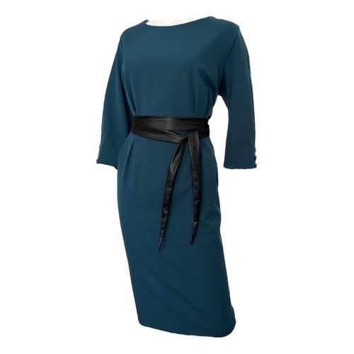 Pre-owned Velvet Mid-length Dress In Turquoise