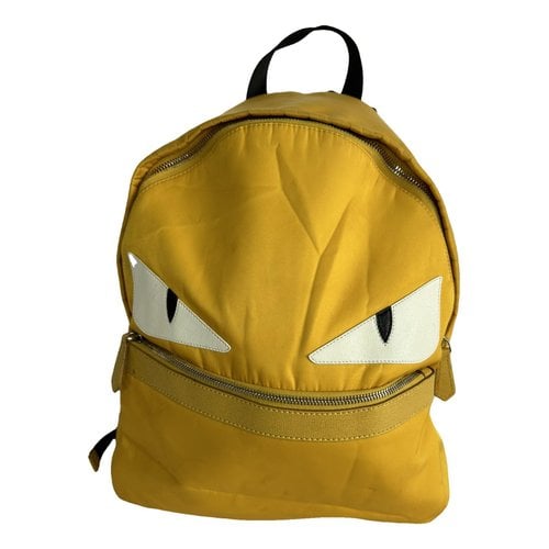 Pre-owned Fendi Cloth Backpack In Yellow