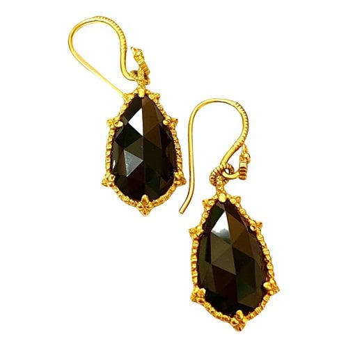 Pre-owned Judith Ripka Yellow Gold Earrings In Black
