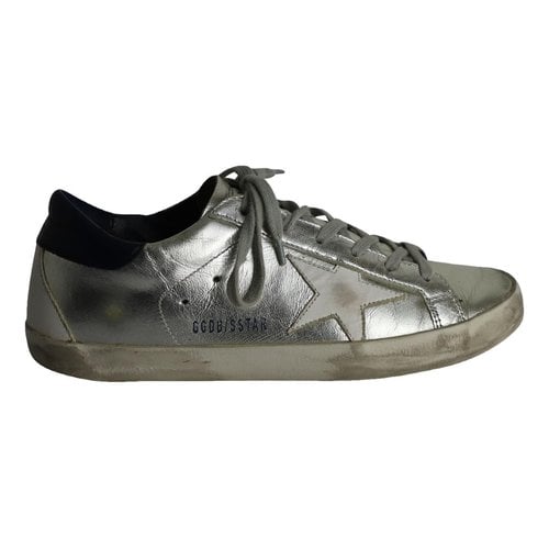 Pre-owned Golden Goose Leather Trainers In Silver