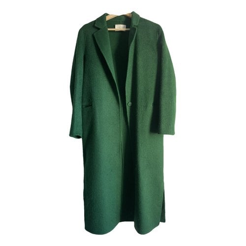 Pre-owned Sandro Wool Coat In Green