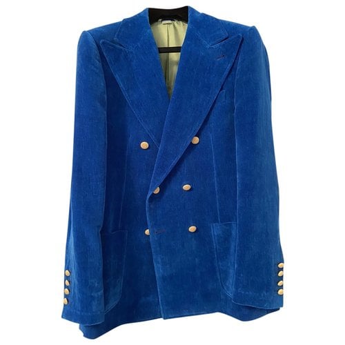 Pre-owned Gucci Velvet Suit In Blue