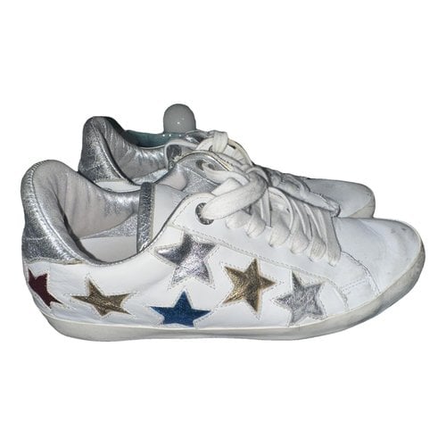 Pre-owned Zadig & Voltaire Zadig Stars Leather Trainers In White