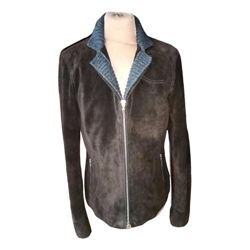 Pre-owned Brunello Cucinelli Leather Biker Jacket In Brown