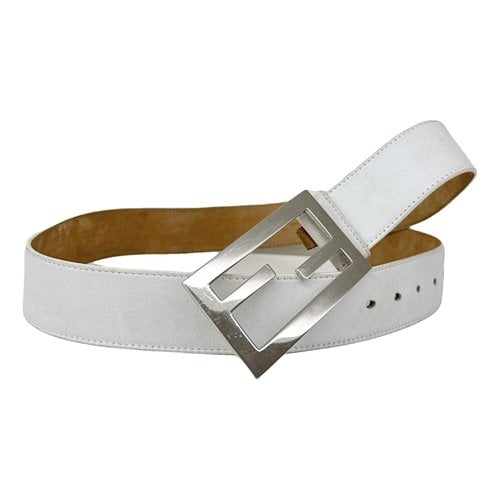 Pre-owned Fendi Leather Belt In White