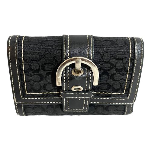 Pre-owned Coach Cloth Wallet In Black