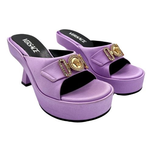 Pre-owned Versace Cloth Sandal In Purple