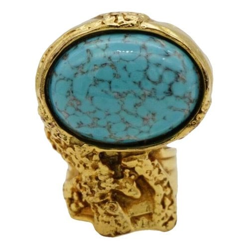 Pre-owned Saint Laurent Arty Ring In Turquoise