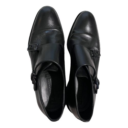 Pre-owned Hugo Boss Leather Flats In Black