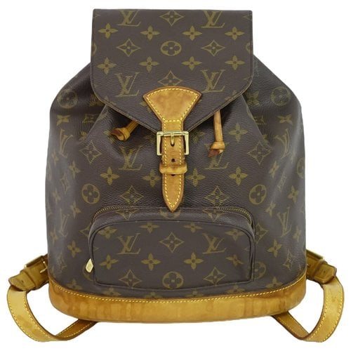 Pre-owned Louis Vuitton Montsouris Cloth Backpack In Brown