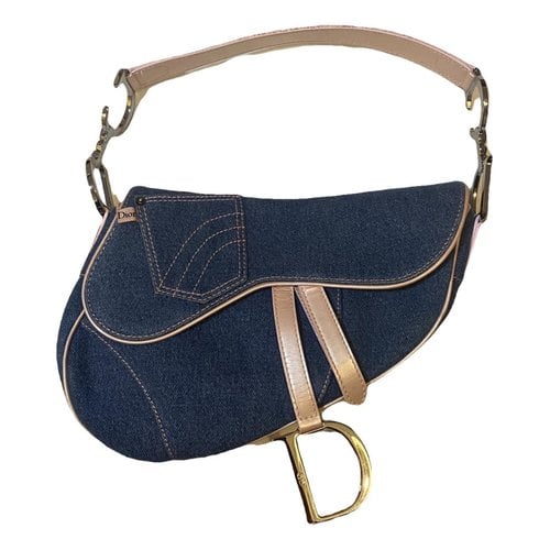 Pre-owned Dior Saddle Cloth Handbag In Blue