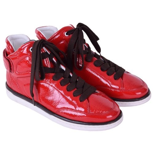 Pre-owned Dolce & Gabbana Patent Leather High Trainers In Red