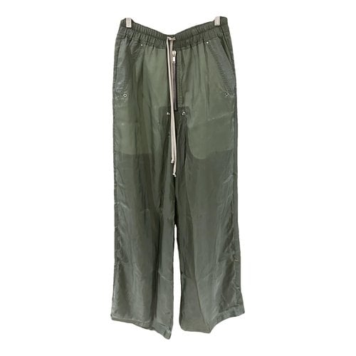 Pre-owned Rick Owens Silk Trousers In Green
