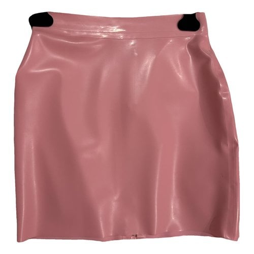 Pre-owned Versace Vinyl Mini Skirt In Pink