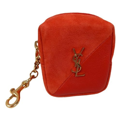 Pre-owned Saint Laurent Leather Key Ring In Orange
