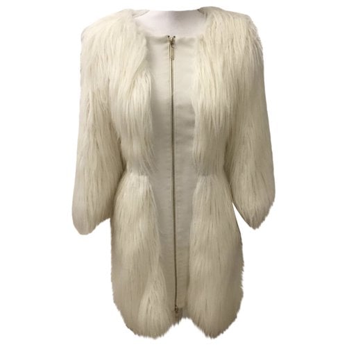 Pre-owned Elisabetta Franchi Faux Fur Coat In White