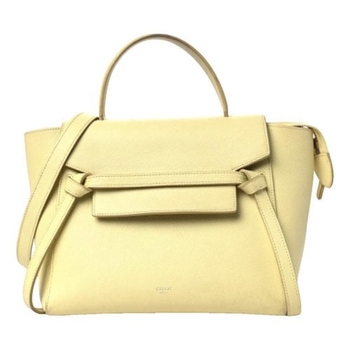 Pre-owned Celine Belt Leather Handbag In Yellow