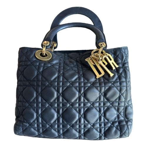 Pre-owned Dior Leather Handbag In Navy