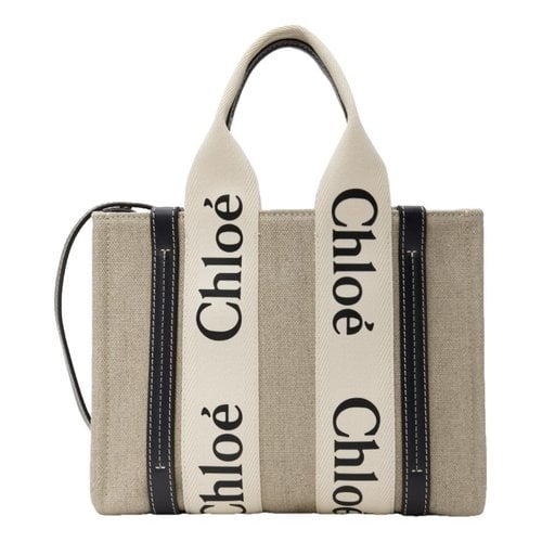 Pre-owned Chloé Woody Leather Crossbody Bag In Beige
