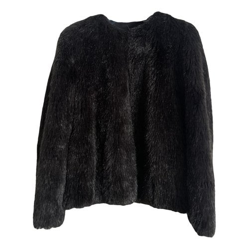 Pre-owned Seventy Faux Fur Coat In Black