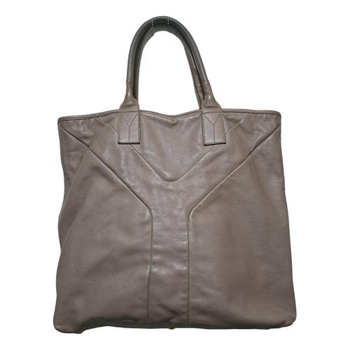 Pre-owned Saint Laurent Leather Weekend Bag In Grey