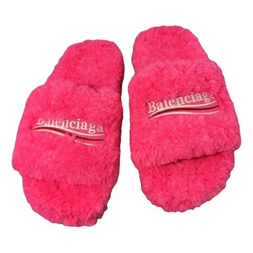 Pre-owned Balenciaga Faux Fur Mules In Pink