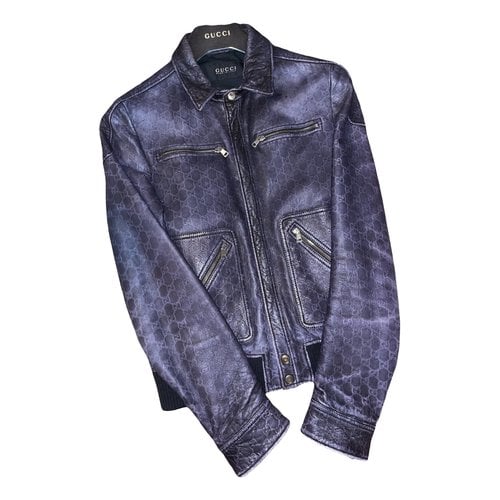 Pre-owned Gucci Leather Vest In Blue