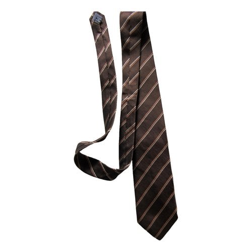 Pre-owned Brioni Silk Tie In Brown