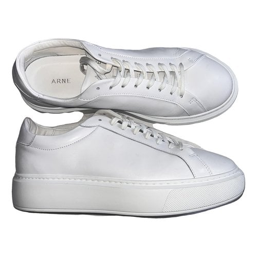 Pre-owned Arne Leather Trainers In White