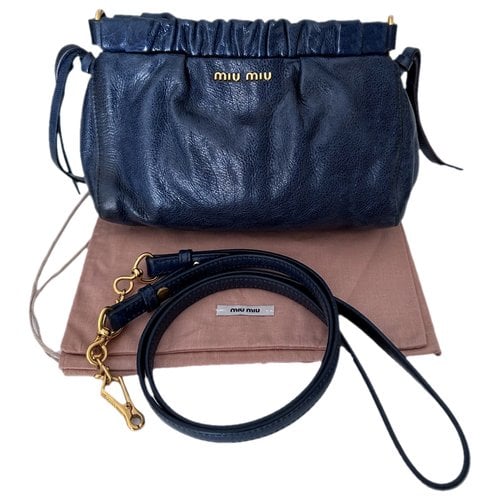 Pre-owned Miu Miu Vitello Leather Crossbody Bag In Blue