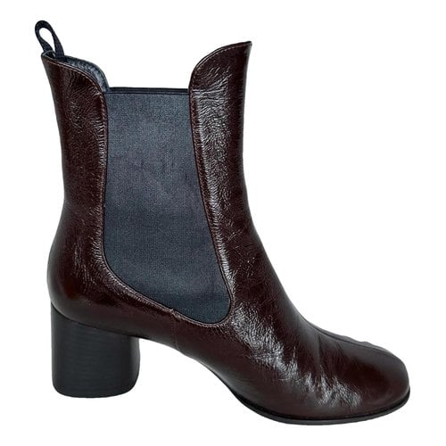 Pre-owned Hogl Leather Boots In Burgundy