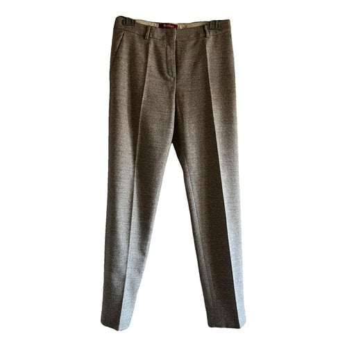 Pre-owned Max Mara Wool Chino Pants In Grey