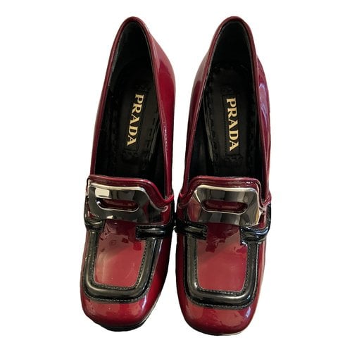 Pre-owned Prada Patent Leather Heels In Burgundy