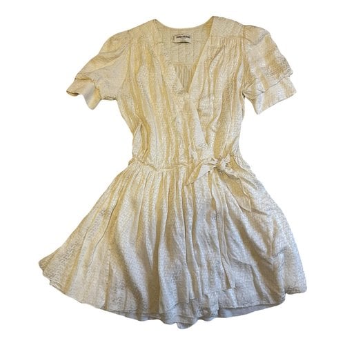 Pre-owned Zadig & Voltaire Silk Mini Dress In Ecru
