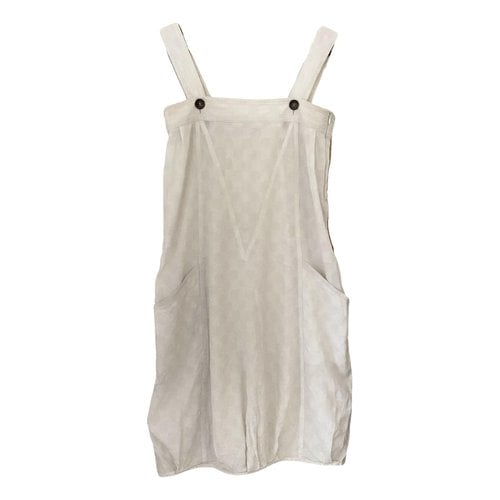Pre-owned Wood Wood Linen Mid-length Dress In White