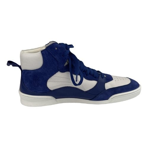 Pre-owned Jimmy Choo Leather High Trainers In Blue