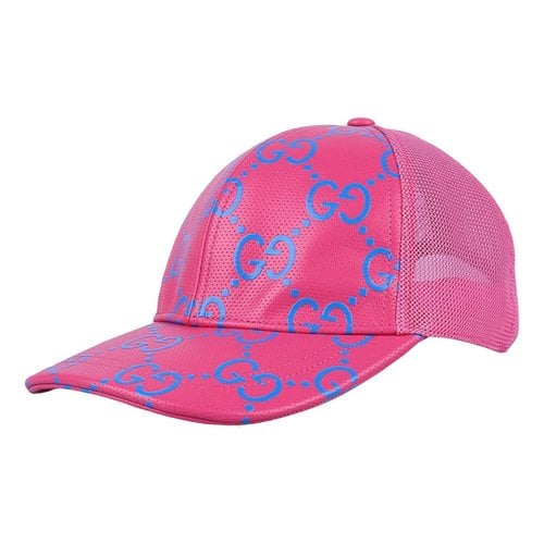 Pre-owned Gucci Leather Hat In Pink