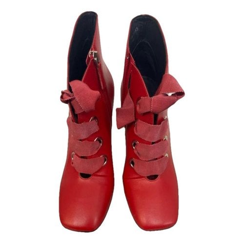 Pre-owned Ermanno Scervino Leather Ankle Boots In Red