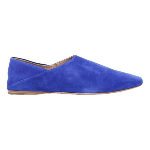 Pre-owned Max Mara Leather Ballet Flats In Blue