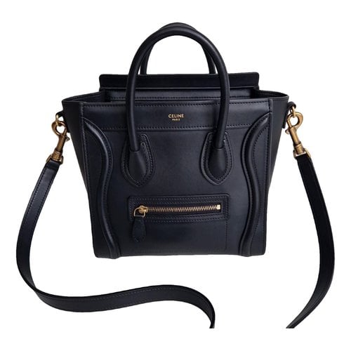 Pre-owned Celine Nano Luggage Leather Handbag In Black