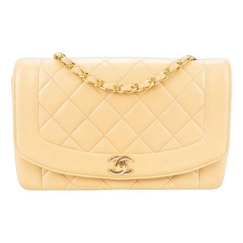 Pre-owned Chanel Diana Leather Crossbody Bag In Beige