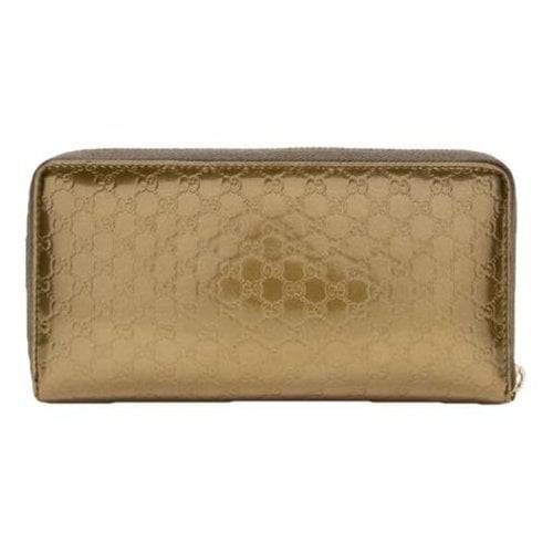 Pre-owned Gucci Continental Leather Wallet In Gold