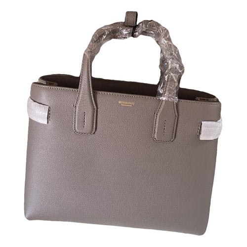 Pre-owned Burberry The Banner Leather Handbag In Grey