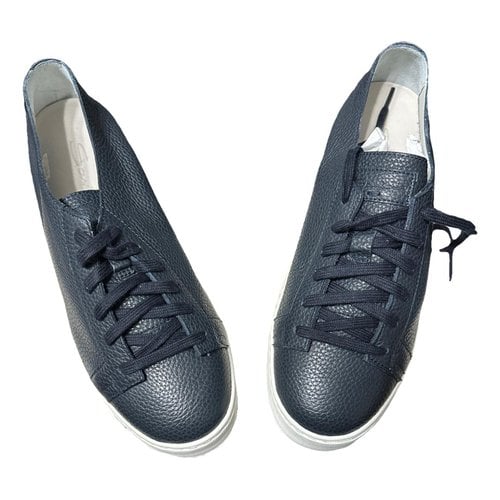 Pre-owned Santoni Leather Trainers In Blue