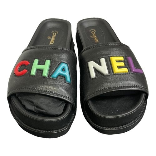 Pre-owned Chanel Leather Sandal In Black