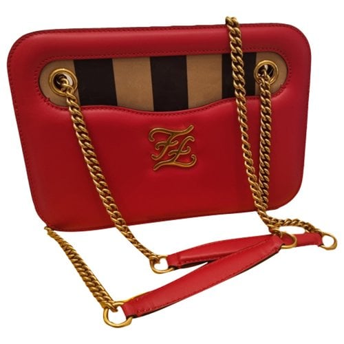 Pre-owned Fendi Ff Leather Clutch Bag In Red