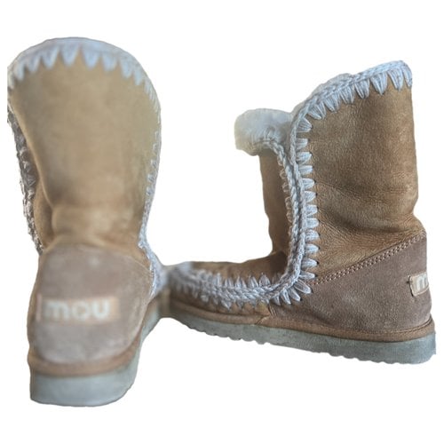 Pre-owned Mou Leather Snow Boots In Brown